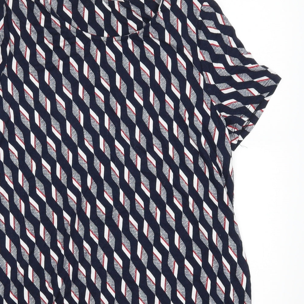 TU Womens Blue Geometric  Basic T-Shirt Size 8