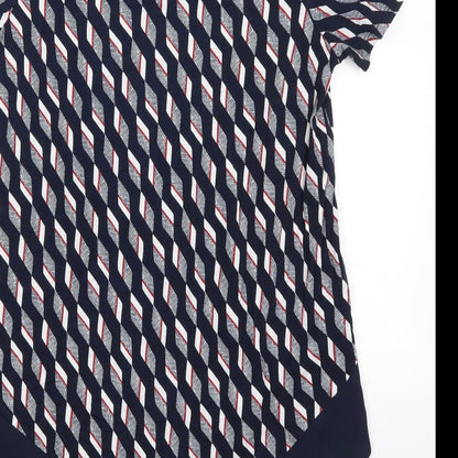 TU Womens Blue Geometric  Basic T-Shirt Size 8