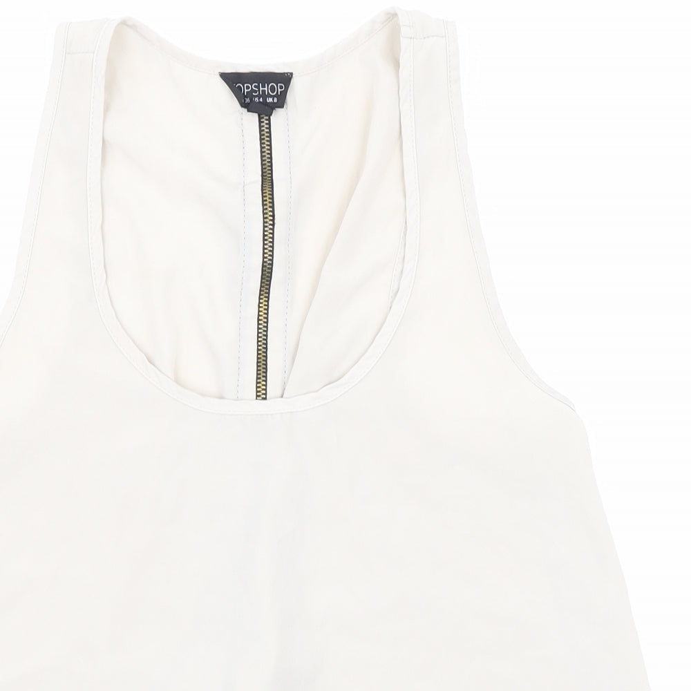 Womens UK Size 8 Topshop Beige Basic Blouse