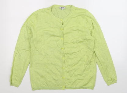 B&V Womens Green  Knit Cardigan Jumper Size M