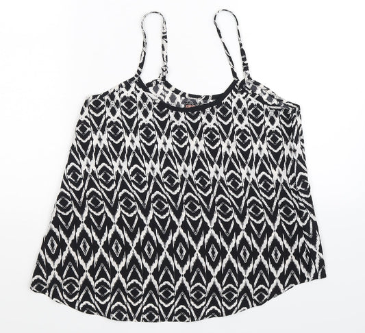 QED London Womens Black Geometric  Basic Tank Size 10