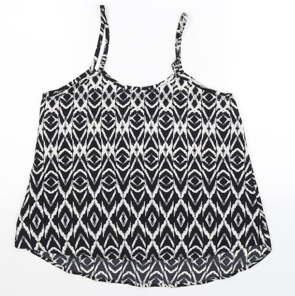 QED London Womens Black Geometric  Basic Tank Size 10