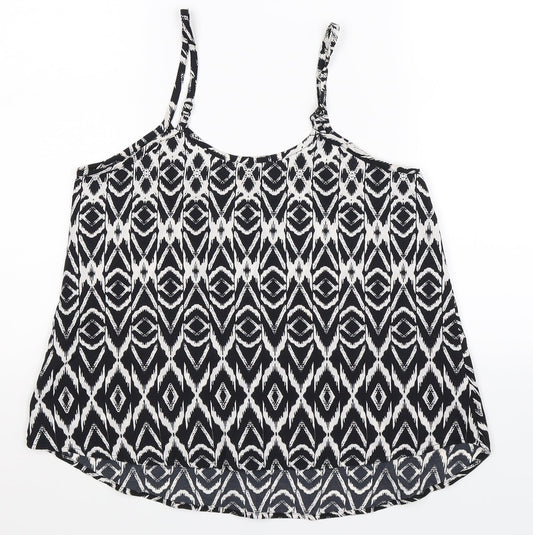 QED London Womens Black Geometric  Basic Tank Size 10
