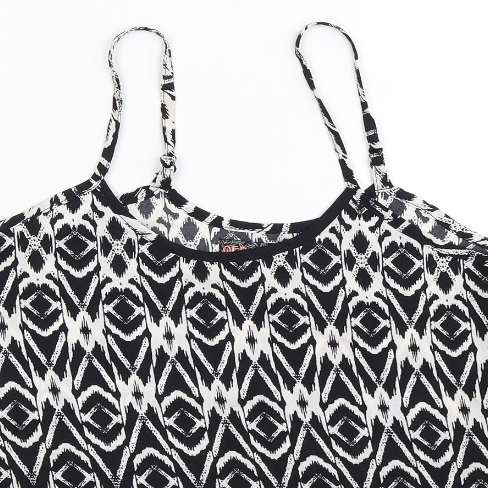 QED London Womens Black Geometric  Basic Tank Size 10