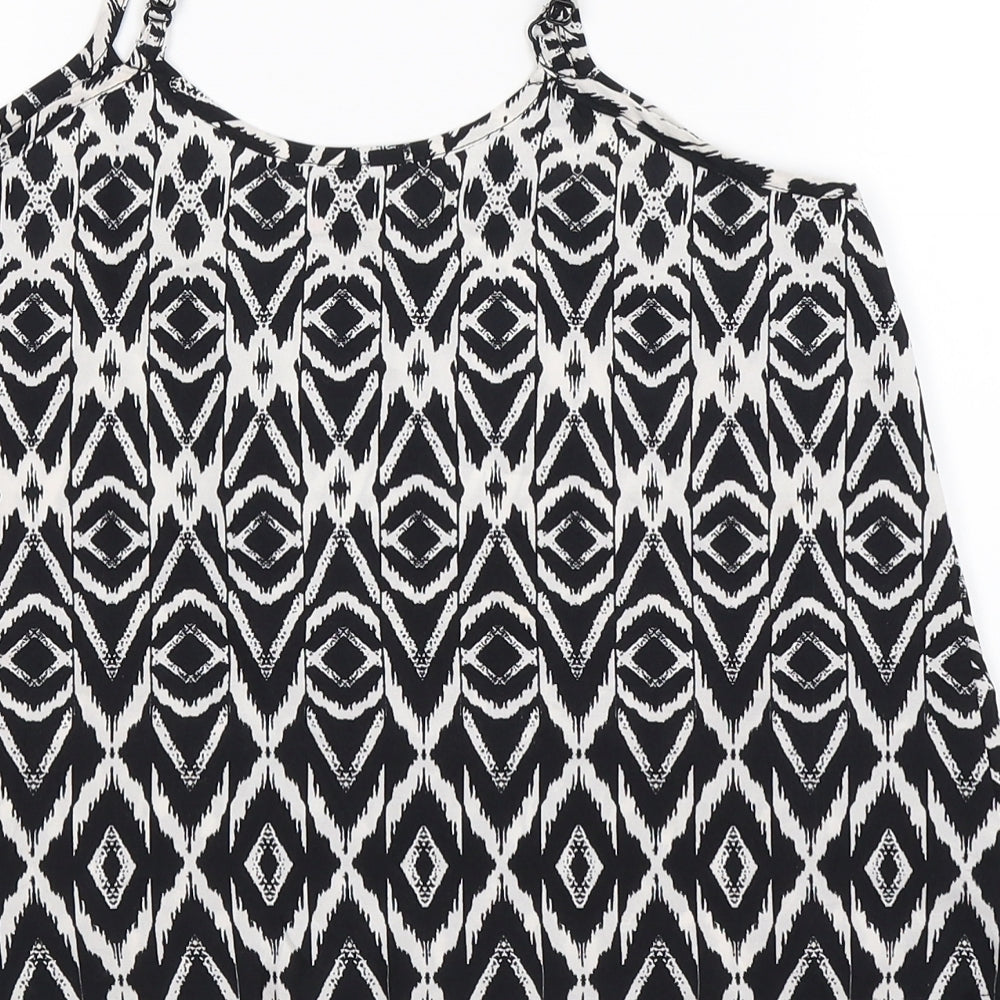 QED London Womens Black Geometric  Basic Tank Size 10