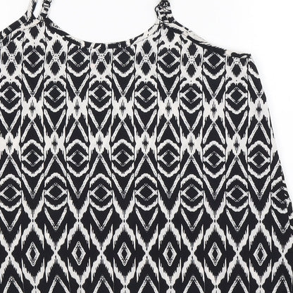 QED London Womens Black Geometric  Basic Tank Size 10