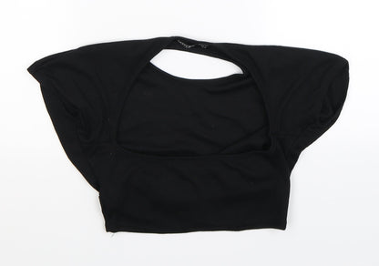Womens UK Size 10 Nasty Gal Black Cropped T-Shirt