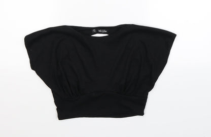 Womens UK Size 10 Nasty Gal Black Cropped T-Shirt