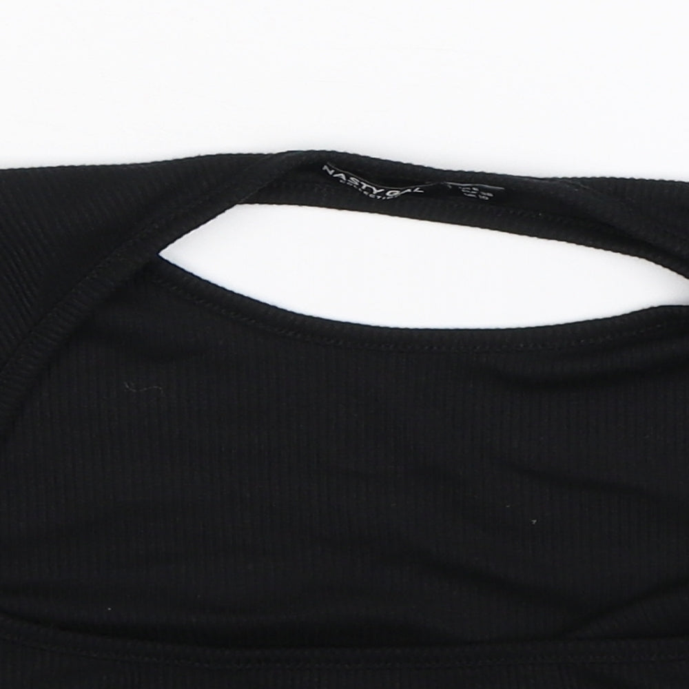 Womens UK Size 10 Nasty Gal Black Cropped T-Shirt