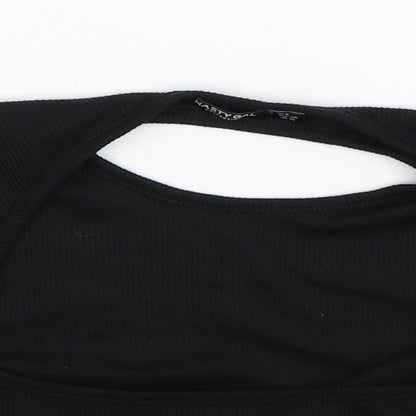 Womens UK Size 10 Nasty Gal Black Cropped T-Shirt