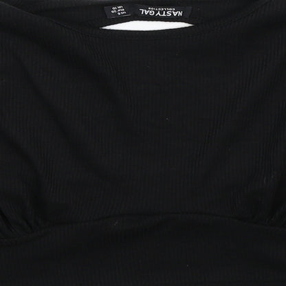 Womens UK Size 10 Nasty Gal Black Cropped T-Shirt