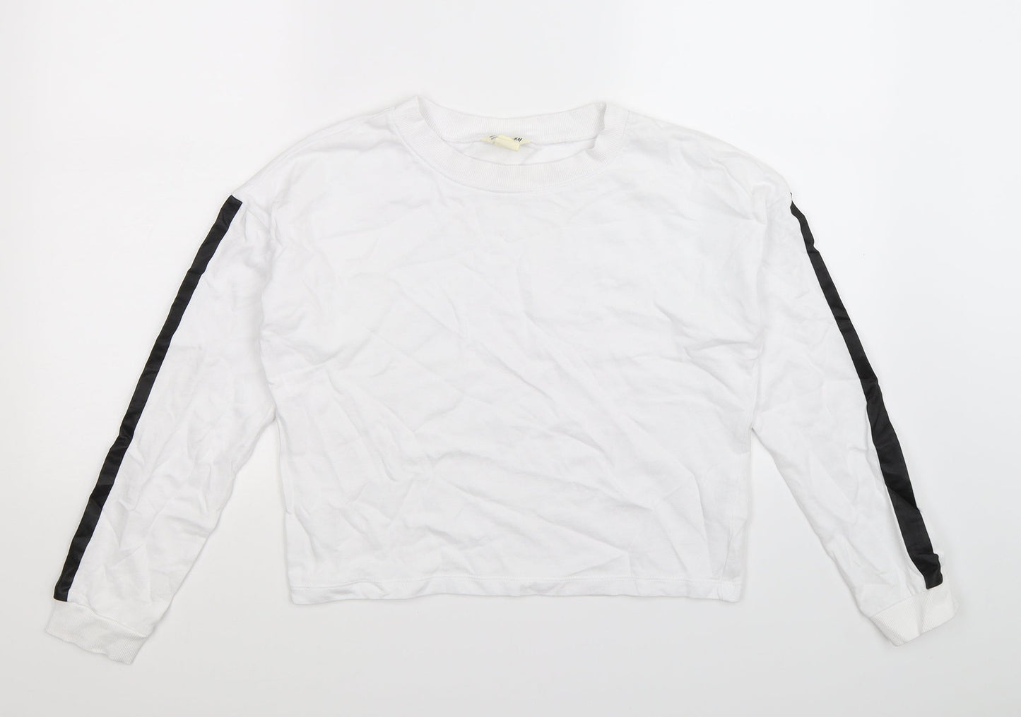 H&M Girls White Striped  Pullover Sweatshirt Size 13-14 Years