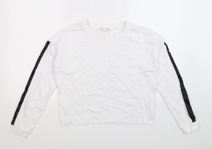 H&M Girls White Striped  Pullover Sweatshirt Size 13-14 Years