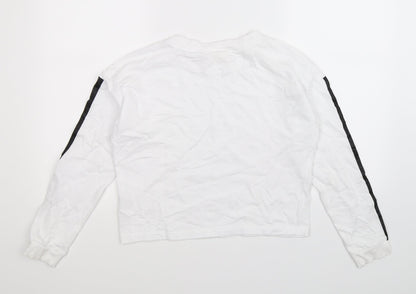H&M Girls White Striped  Pullover Sweatshirt Size 13-14 Years