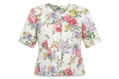 Classics Woman Womens White Floral  Jacket Suit Jacket Size 14