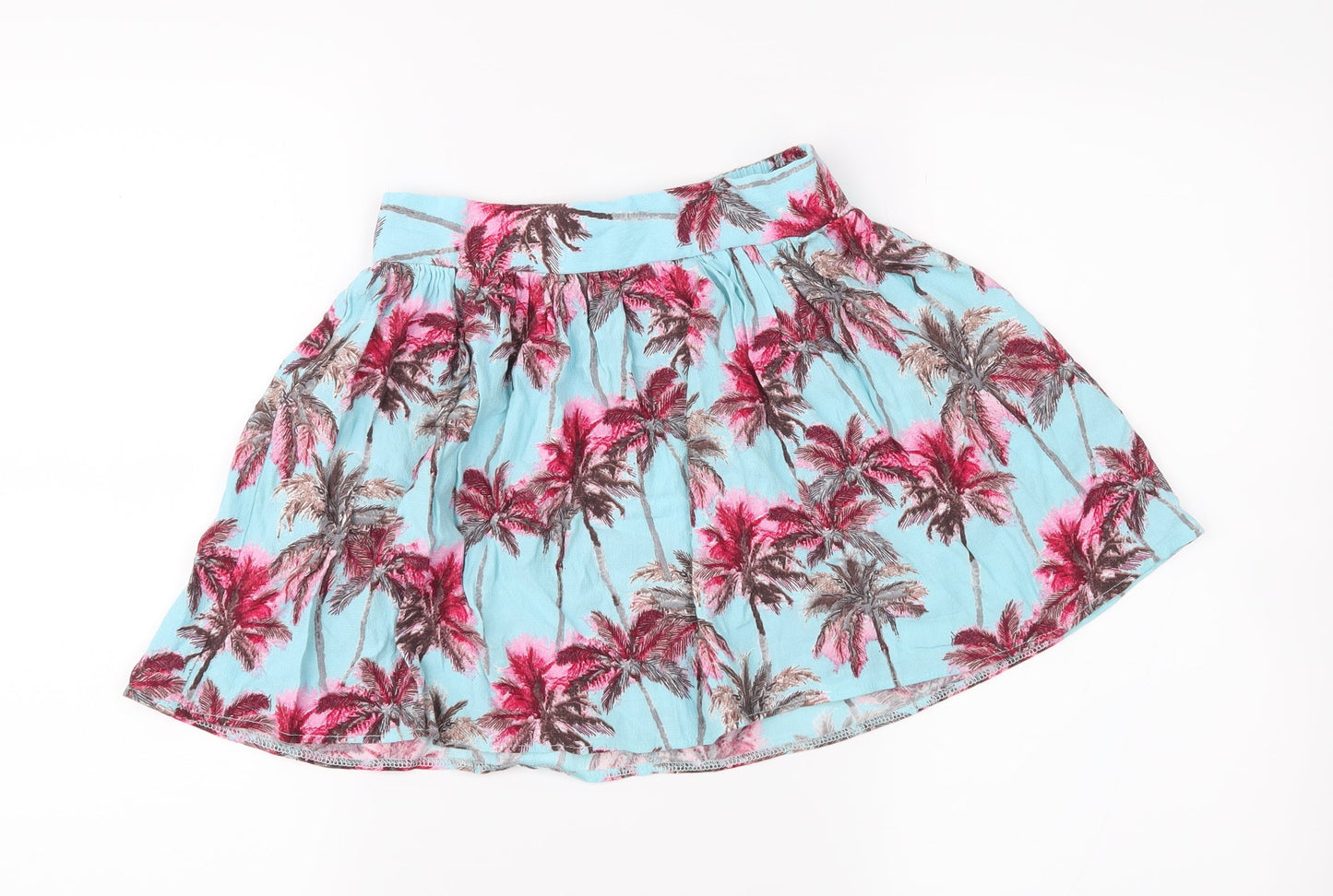 f7f Girls Blue Floral  Pleated Skirt Size 8-9 Years