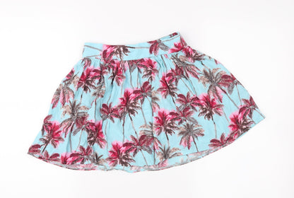 f7f Girls Blue Floral  Pleated Skirt Size 8-9 Years
