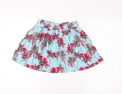 f7f Girls Blue Floral  Pleated Skirt Size 8-9 Years