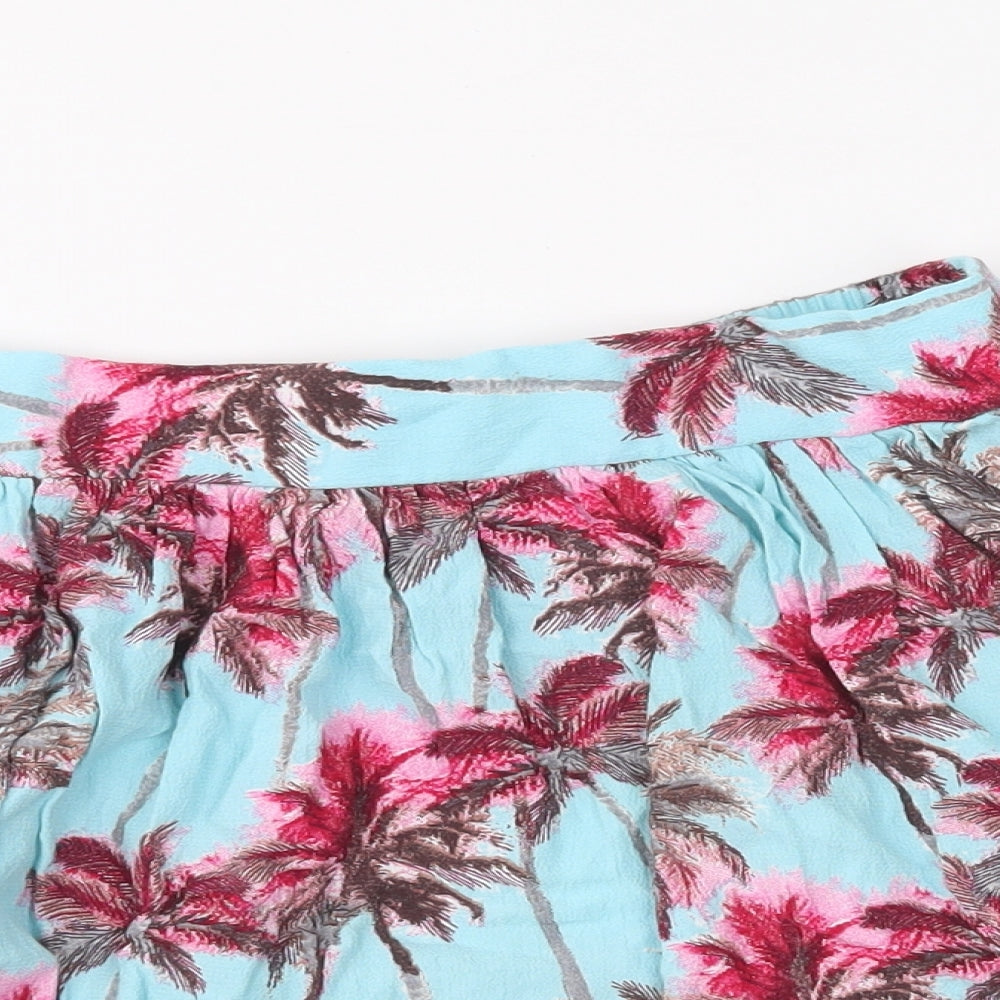 f7f Girls Blue Floral  Pleated Skirt Size 8-9 Years