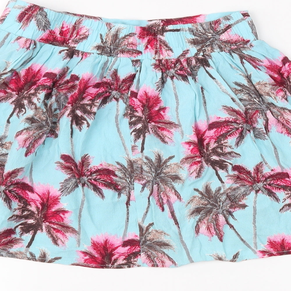 f7f Girls Blue Floral  Pleated Skirt Size 8-9 Years