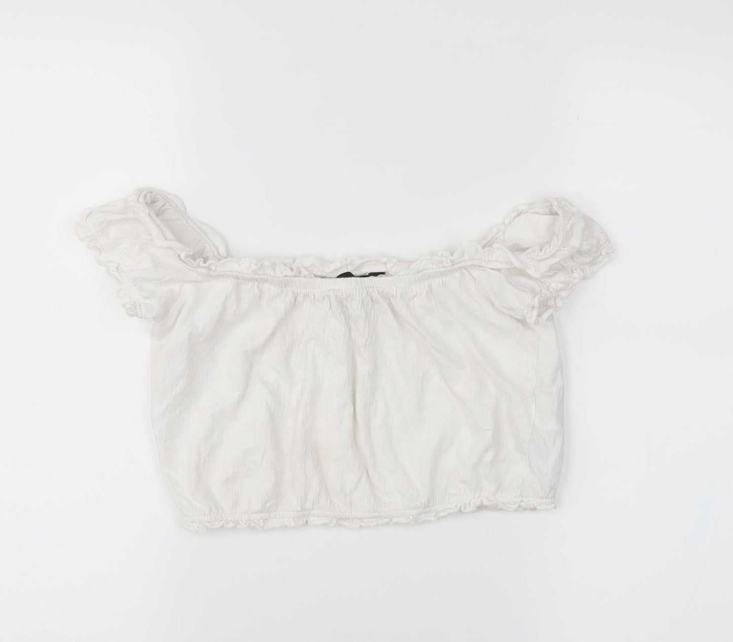 Womens UK Size 8 New Look White Cropped Blouse