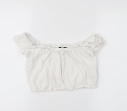 Womens UK Size 8 New Look White Cropped Blouse