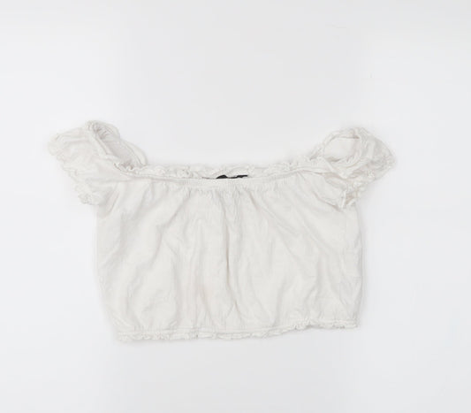 Womens UK Size 8 New Look White Cropped Blouse