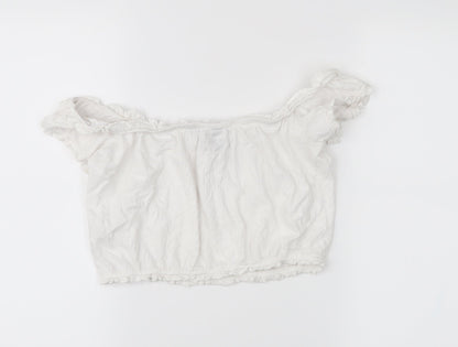 Womens UK Size 8 New Look White Cropped Blouse