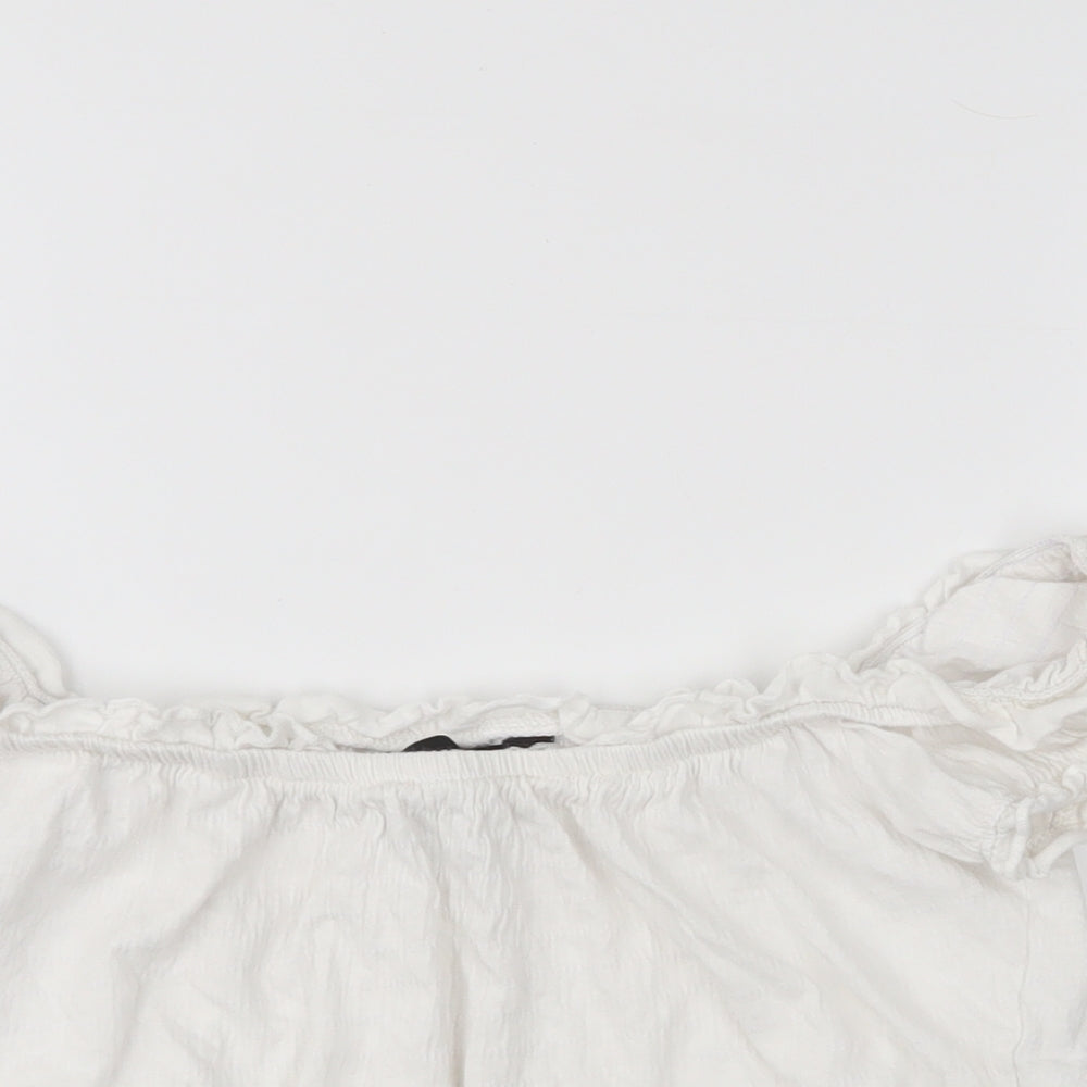 Womens UK Size 8 New Look White Cropped Blouse