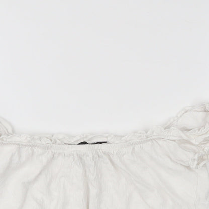 Womens UK Size 8 New Look White Cropped Blouse