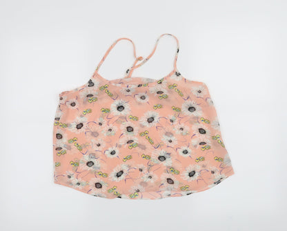 Hearts & Bows Womens Pink Floral  Cropped Blouse Size 10