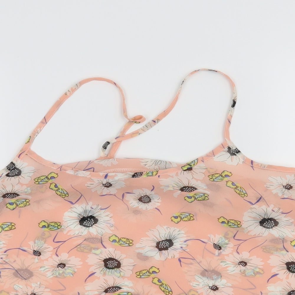 Hearts & Bows Womens Pink Floral  Cropped Blouse Size 10