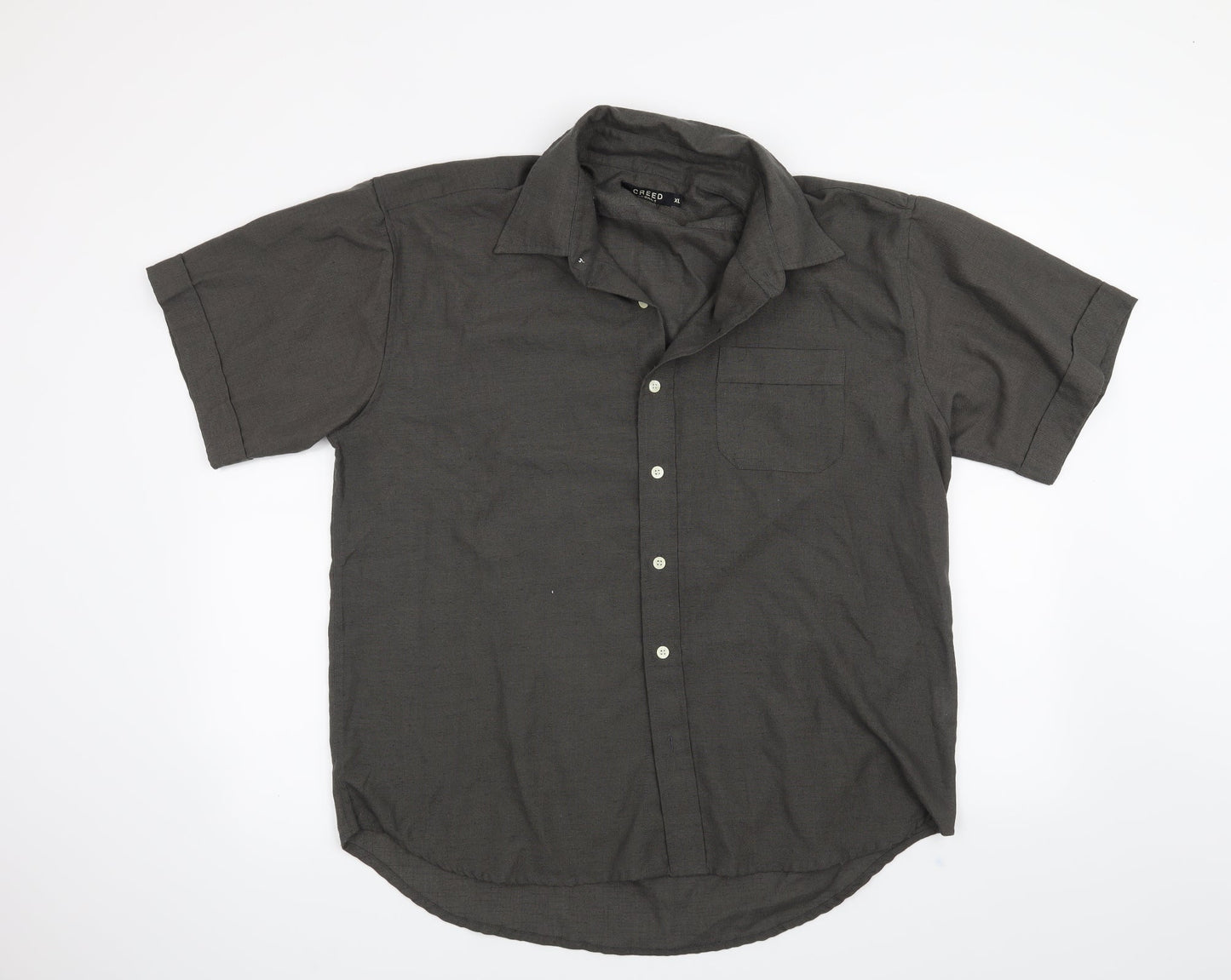 Mens UK Size XL Creed Grey  Button-Up Short Sleeve Casual Shirt