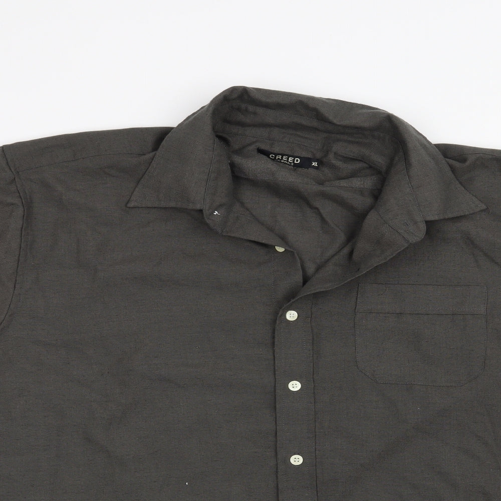 Mens UK Size XL Creed Grey  Button-Up Short Sleeve Casual Shirt