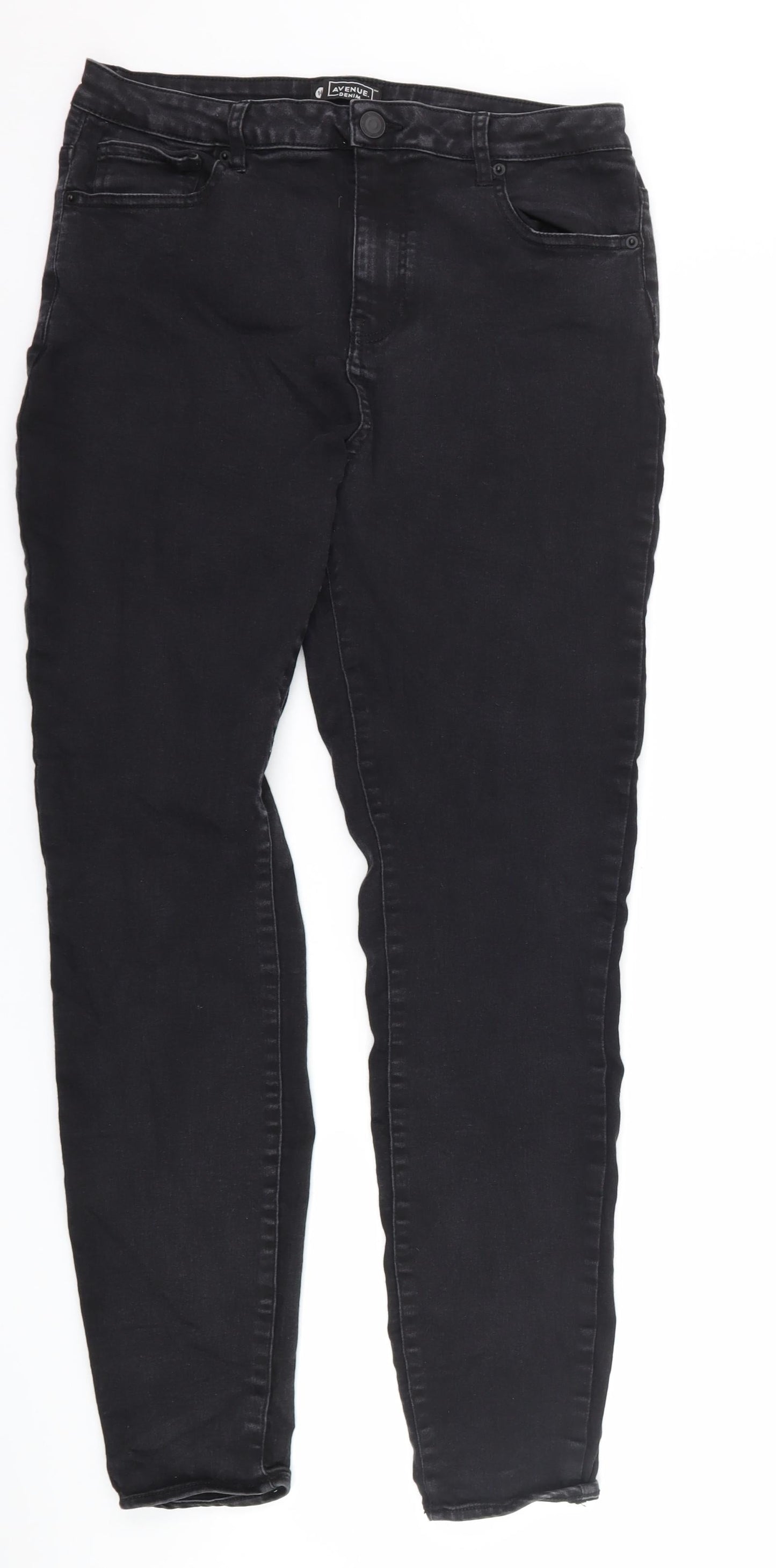 Avenue Womens Black  Denim Skinny Jeans Size 14 L28 in