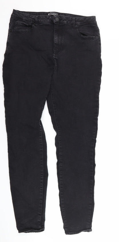 Avenue Womens Black  Denim Skinny Jeans Size 14 L28 in