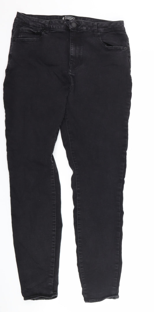 Avenue Womens Black  Denim Skinny Jeans Size 14 L28 in