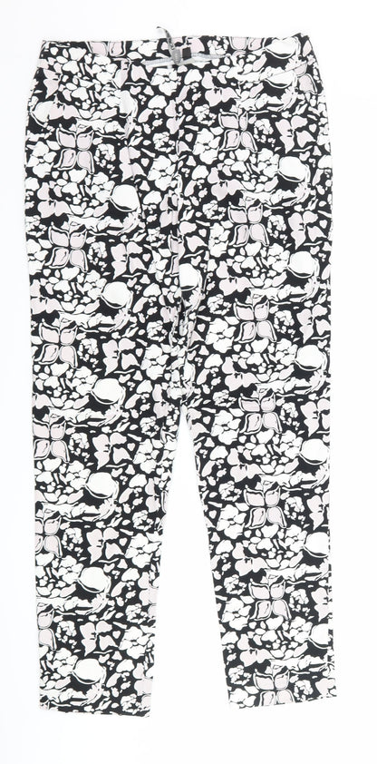 intution Womens Black Floral  Trousers  Size 12 L28 in