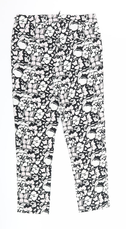 intution Womens Black Floral  Trousers  Size 12 L28 in