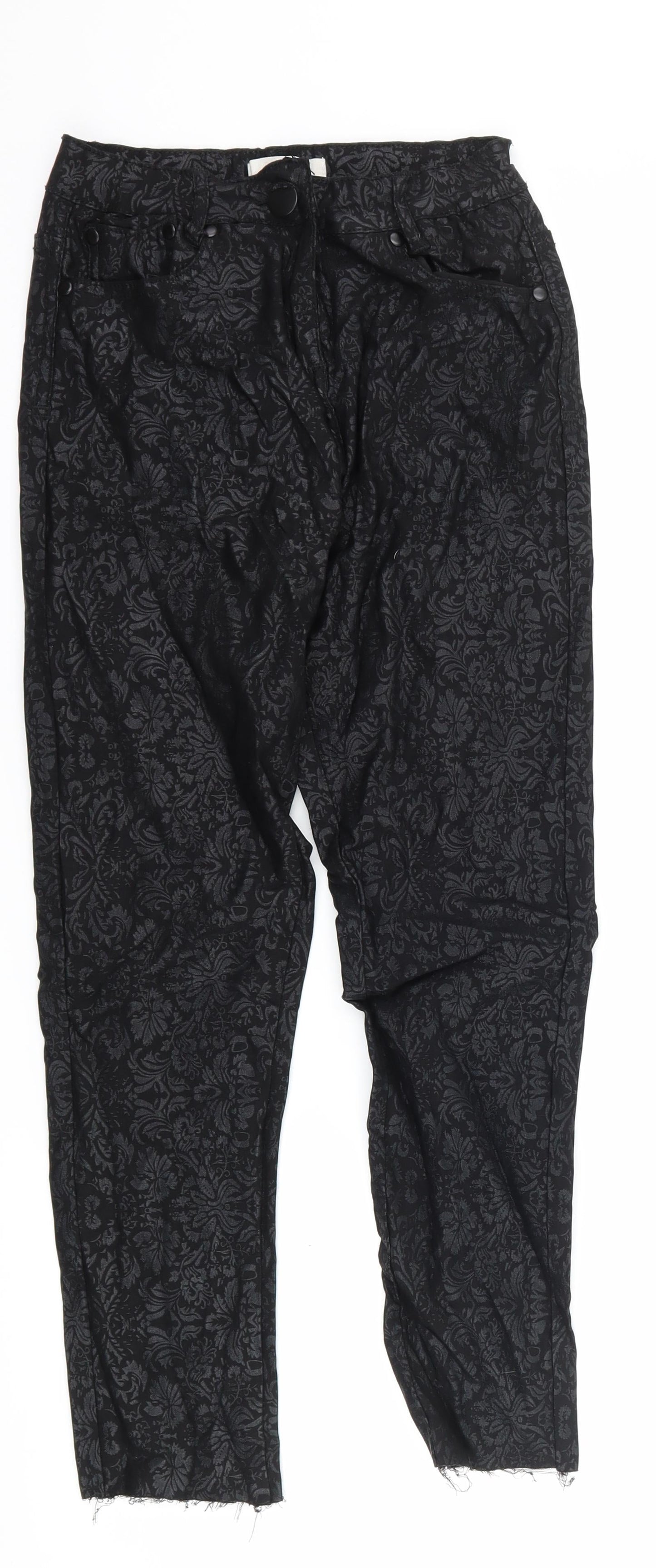 luccd Womens Black Floral  Trousers  Size 8 L23 in