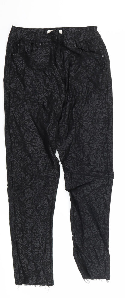 luccd Womens Black Floral  Trousers  Size 8 L23 in