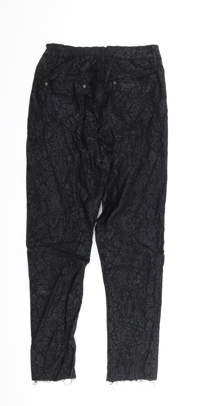luccd Womens Black Floral  Trousers  Size 8 L23 in