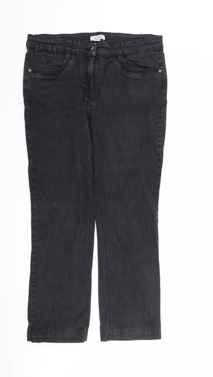 WOMbat Womens Black  Denim Straight Jeans Size 14 L27 in