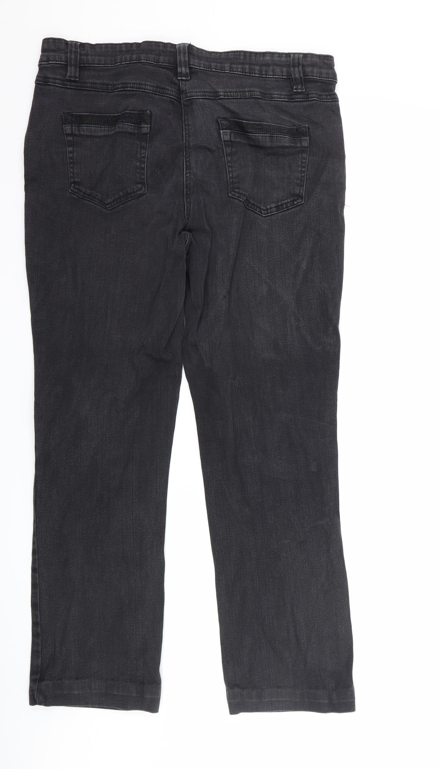 WOMbat Womens Black  Denim Straight Jeans Size 14 L27 in