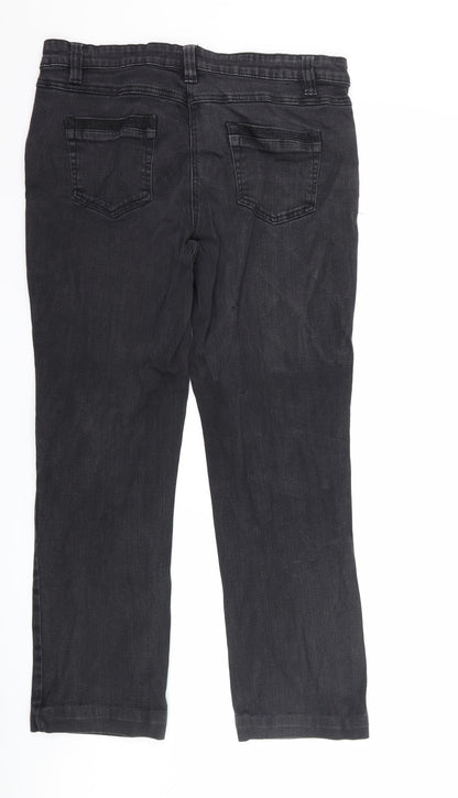 WOMbat Womens Black  Denim Straight Jeans Size 14 L27 in