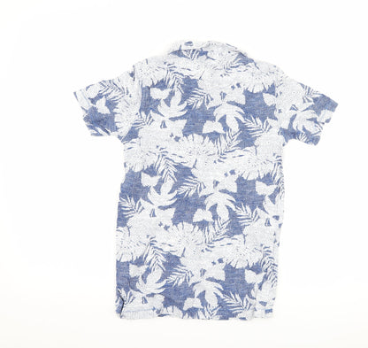 H&M Boys Blue Floral  Basic Polo Size 9-10 Years
