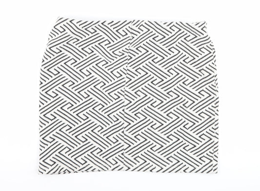 Atmosphere Womens White Geometric  A-Line Skirt Size 14