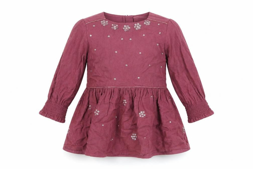 Front view of F&F girls’ purple a-line, size 12-18, months
