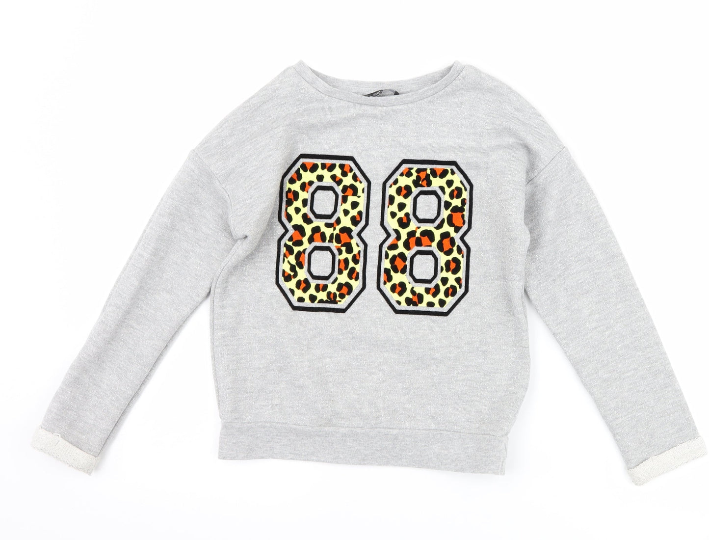 George Girls Grey Animal Print  Pullover Sweatshirt Size 6-7 Years  - graphic