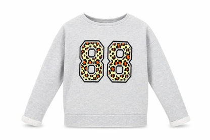 George Girls Grey Animal Print  Pullover Sweatshirt Size 6-7 Years  - graphic